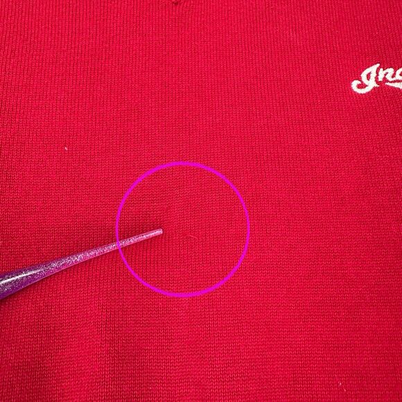 Rare Vtg 90s Cleveland Indians Sweater Vest Men XL Red Pima Cotton MLB Baseball - Picture 4 of 11